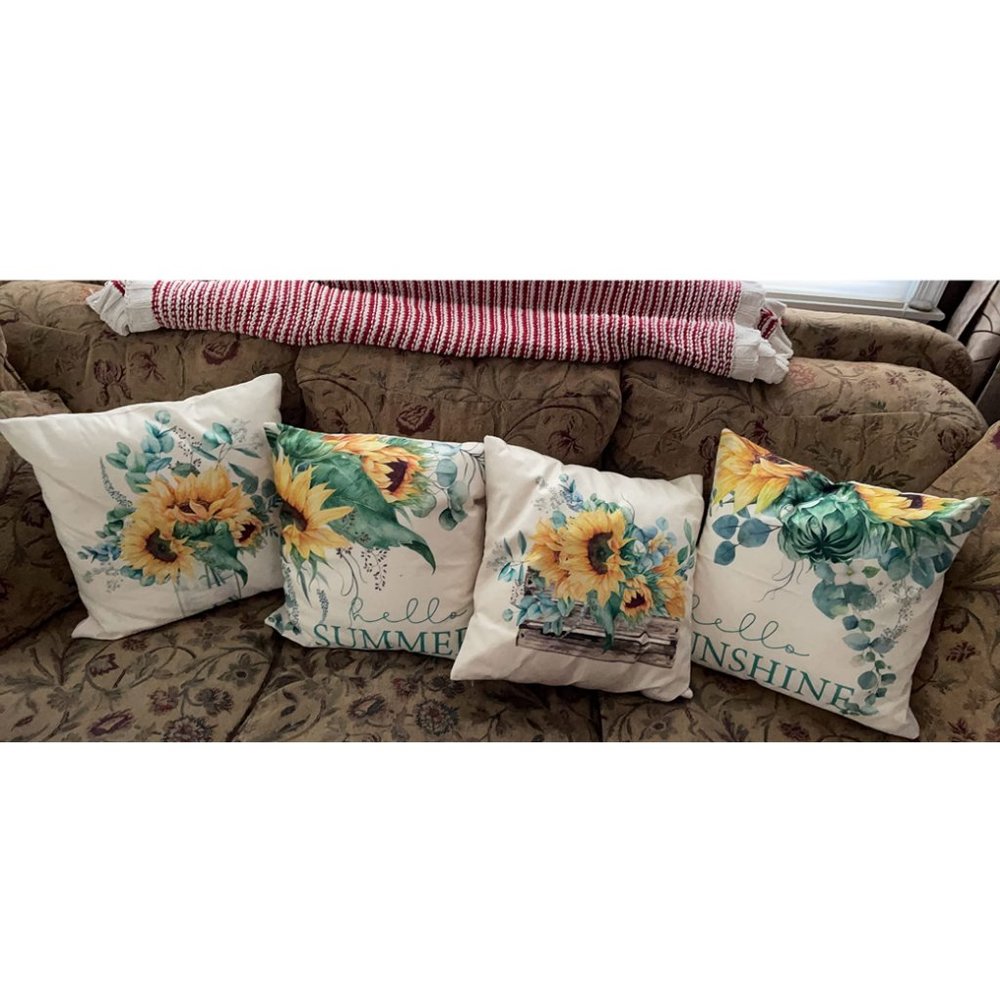 Sunflower Decorative Throw Pillow Covers Cases Farmhouse Accent Floral Decor 16" - Picture 9 of 12